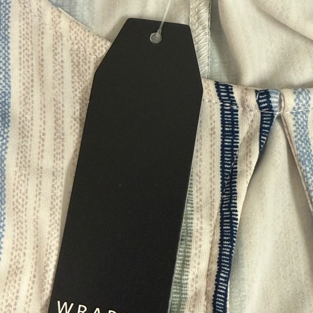 NWT Wrapper Striped Twist Front Keyhole Tank Top Blue Green Size M - Picture 9 of 10